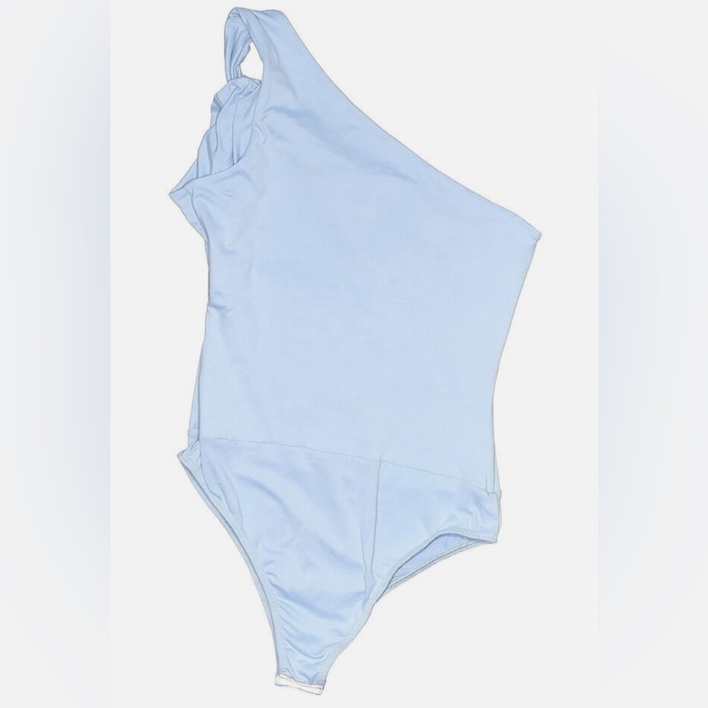 Blue One Shoulder Cut Out Bodysuit